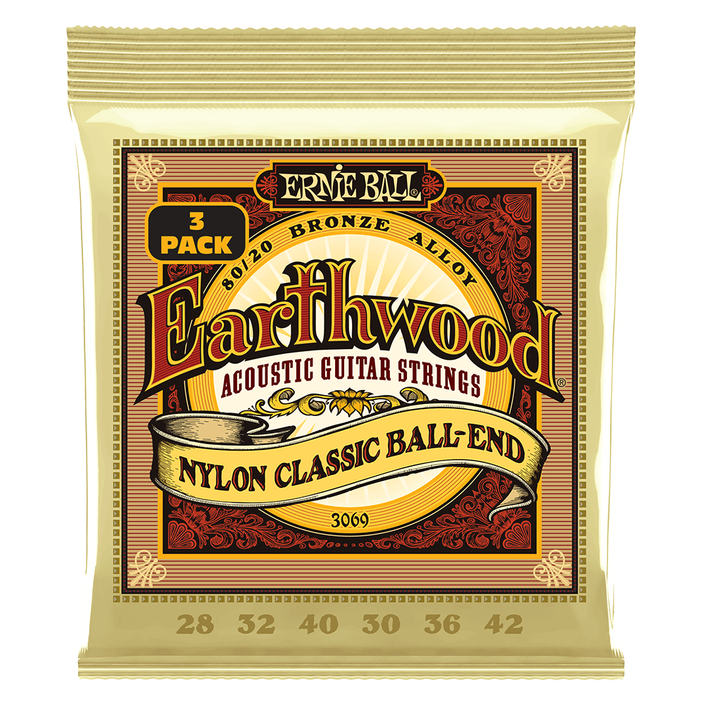 Ernie Ball Earthwood 80/20 Bronze Nylon Ball-End Classical Guitar Strings