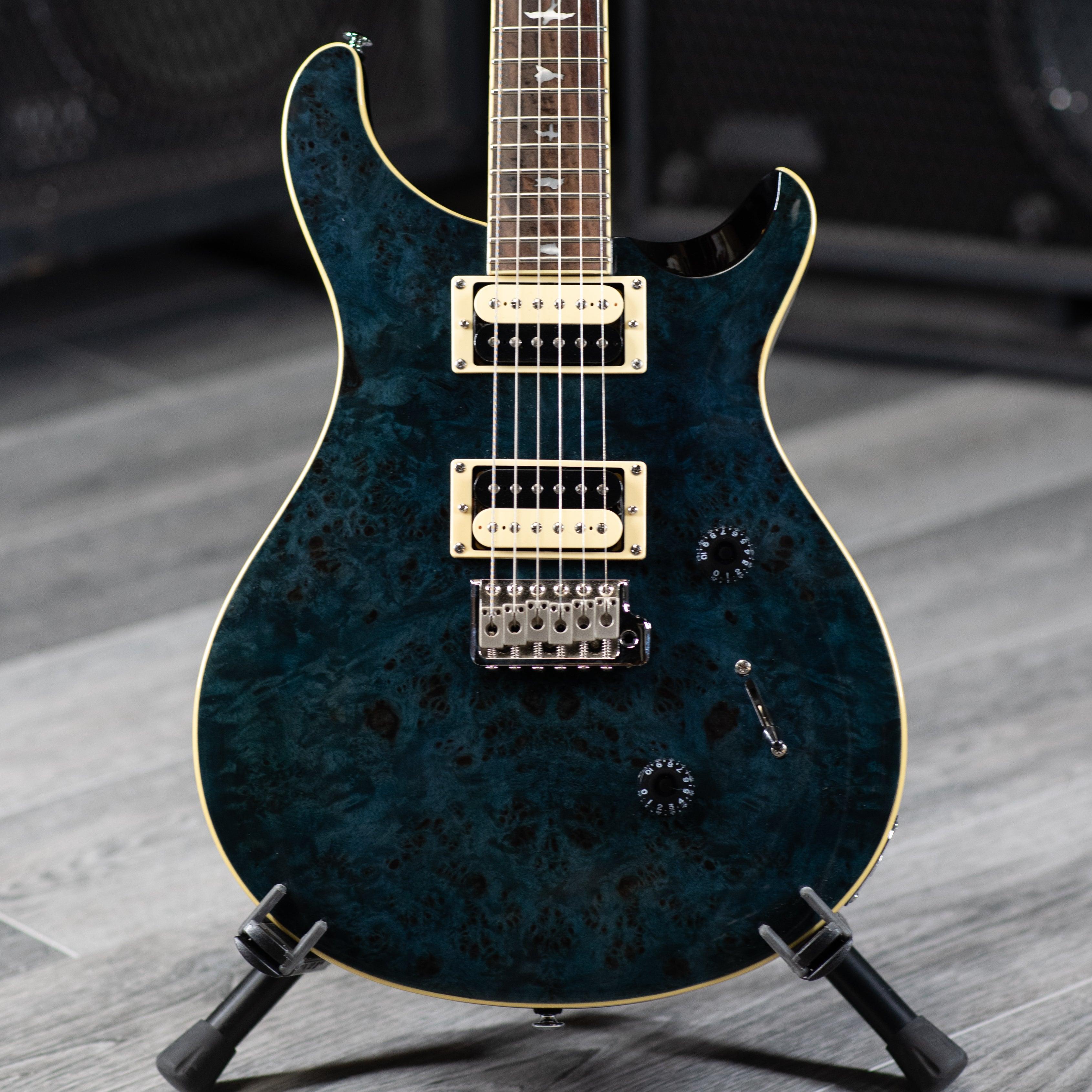 Prs se custom 24 exotic top 2024 poplar burl electric guitar whale blue